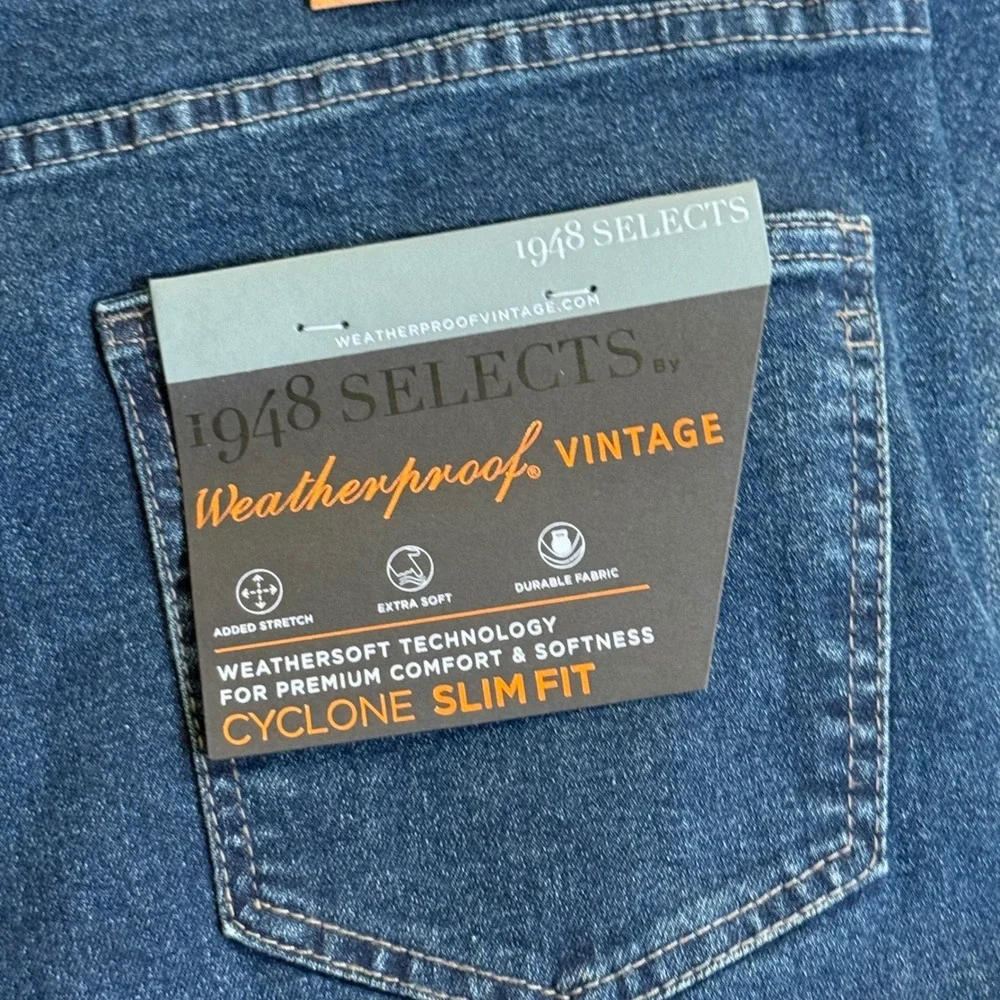 Weatherproof Vintage Mens Cyclone Slim Fit Jeans Harbor Rinse 34x30 NWT Stretch